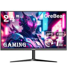 GreBear 165/144Hz Gaming Monitor 24 Zoll - FHD 1080P IPS Bildschirm 1ms(GTG) Home Office Computer Display, FreeSync Technologie, 100% sRGB, HDR, HDMI, DP, Eingebaute Lautsprecher, Neigbar, VESA