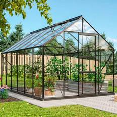 Vitavia Merkur 9900 drivhus, sort, 9,9 m², 3 mm hærdet glas, inkl. sokkel