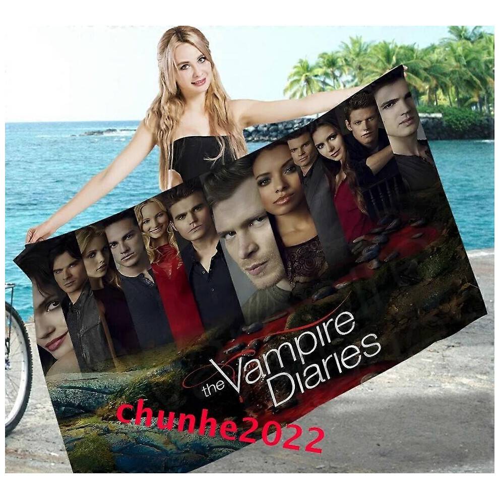 (70x140cm, #01) The Vampire Diaries 3D Microfiber Bath Towel Swim Beach Towel Blanket Turt Gift
