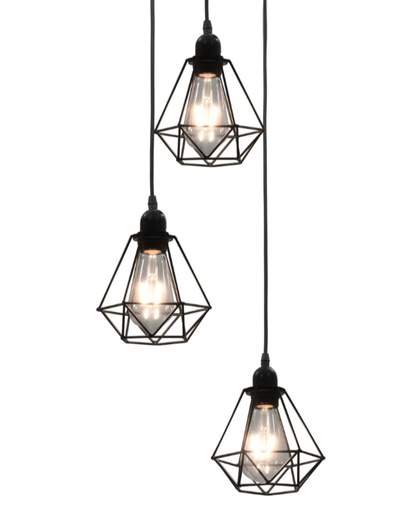 Moderne Loftlampe med 3 Diamantformede Skærme.