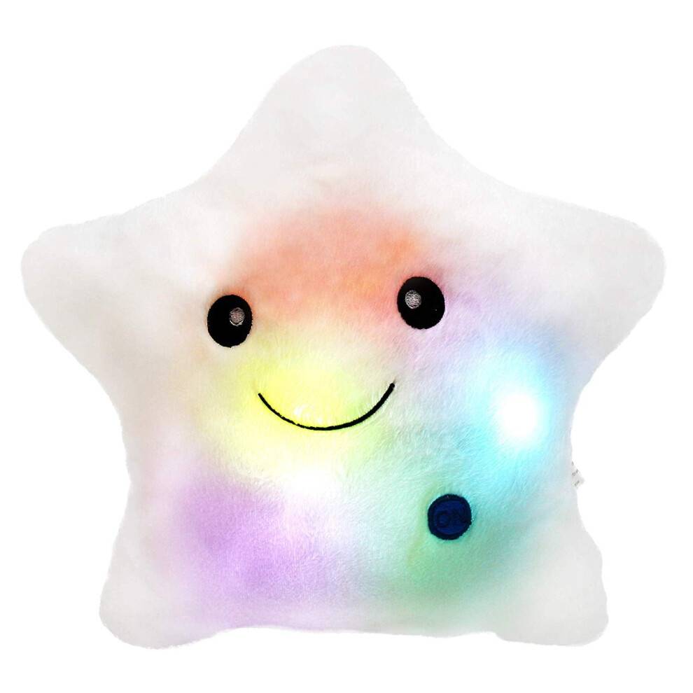 Kreativ Twinkle Star Glødende LED Natlampe Plys Puder Bamselegetøj (Hvid)