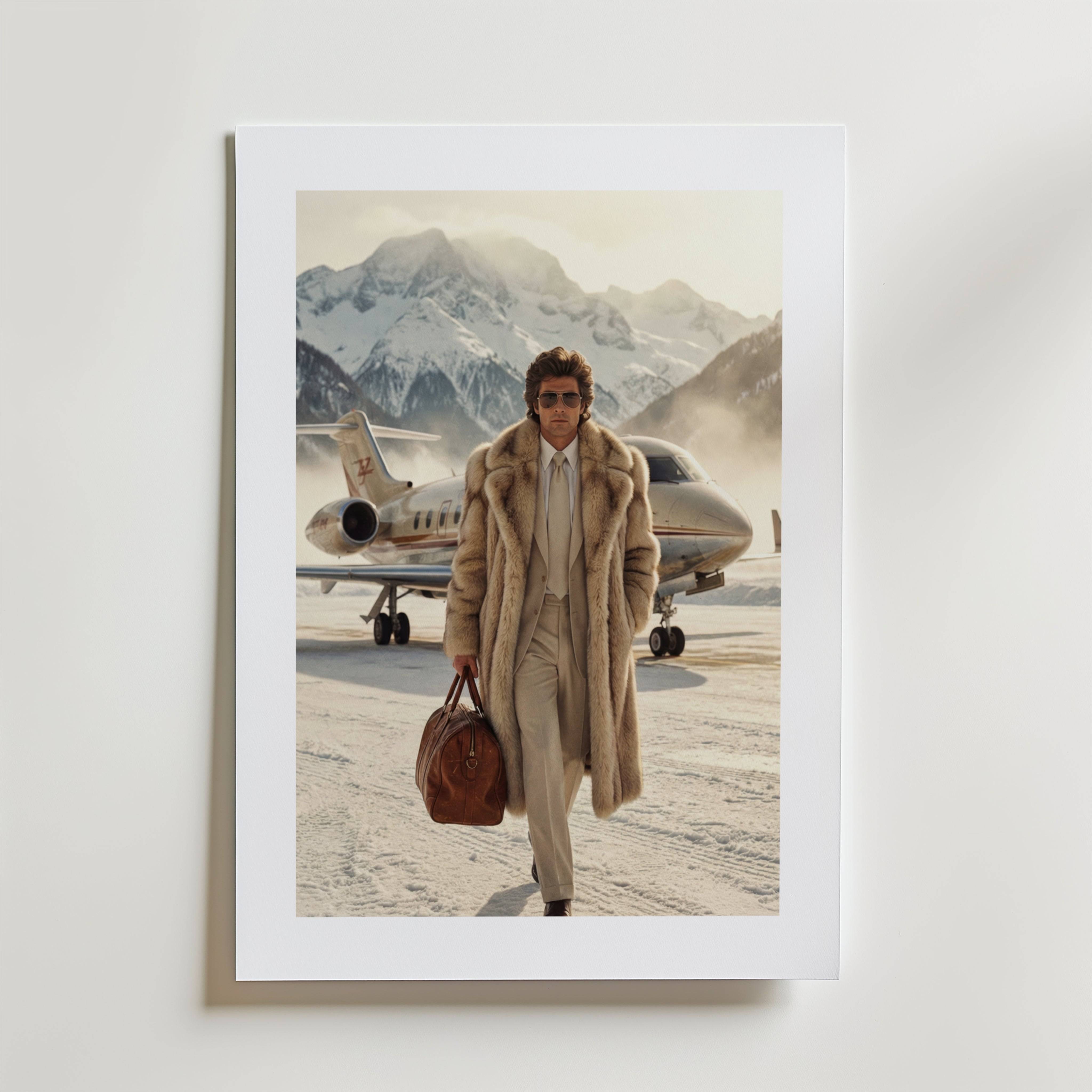 Jet Set Alpine Legacy Poster - Premium Canvas 100x140 cm Med passepartout