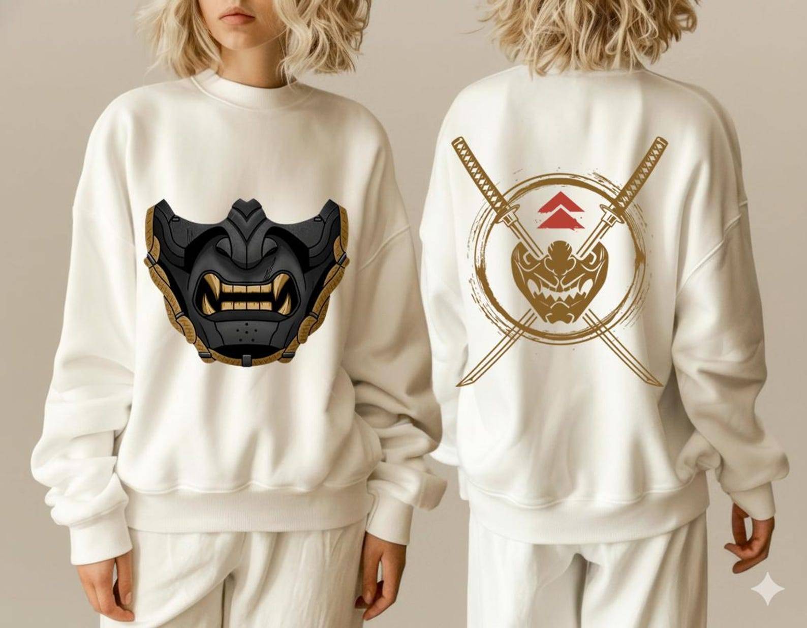Ghost of Tsushima Tröja, Oni-mask Japansk Samurajtröja cm white