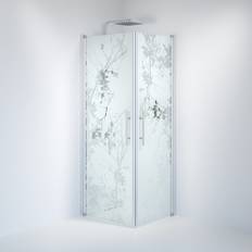 Vänern Duschhörn, Rak, Frostat Decor Glas, Borstad Aluminium Profil