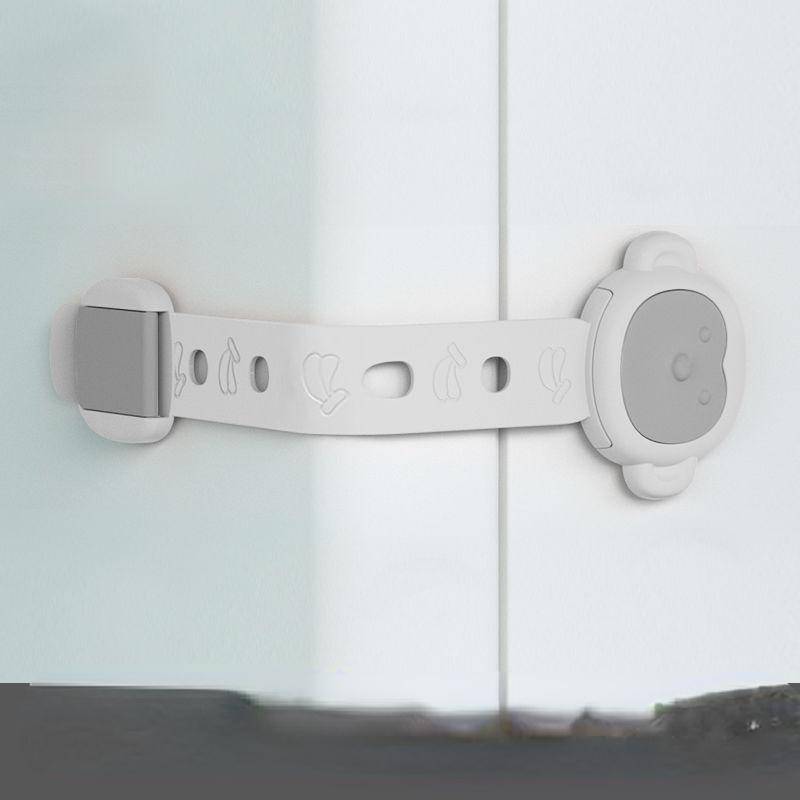 Justerbar Babysäkerhet Multifunktionell Klämskyddad Låda Tecknad Lås Säkert För Skåp Fönster grå