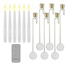 Flameless Taper Candle,LED Flameless Taper Candles | 6X batteridrivet ljus - LED-ljus med timer, julfönsterljus för jul, fester, bröllop