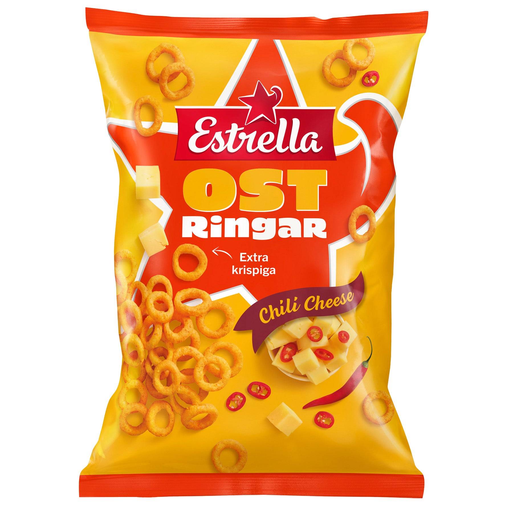 Ostringar Estrella Chili cheese 18x200 g