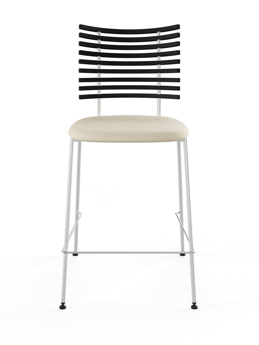 Tiger Barstol, creme læder fra Naver Collection Ask sortbejdset / Rustfrit stål - Jacobsen Plus