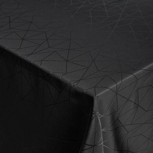 Bordsduk - Damastduk - Svart textilduk - Jacquardvävd duk med geometriskt mönster - Exklusiv festduk