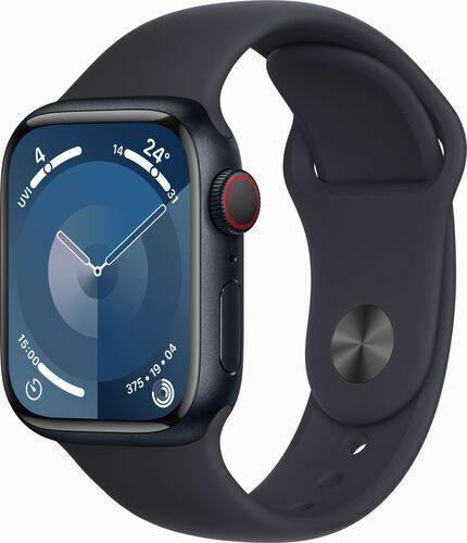 Apple Watch Series 9 Aluminium 41 mm (2023) | GPS + Cellular | Midnatt | Sportband Midnatt M/L