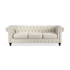 Sammetssoffa Walton Lyx 3-sits - Beige Chesterfield soffa Manor House