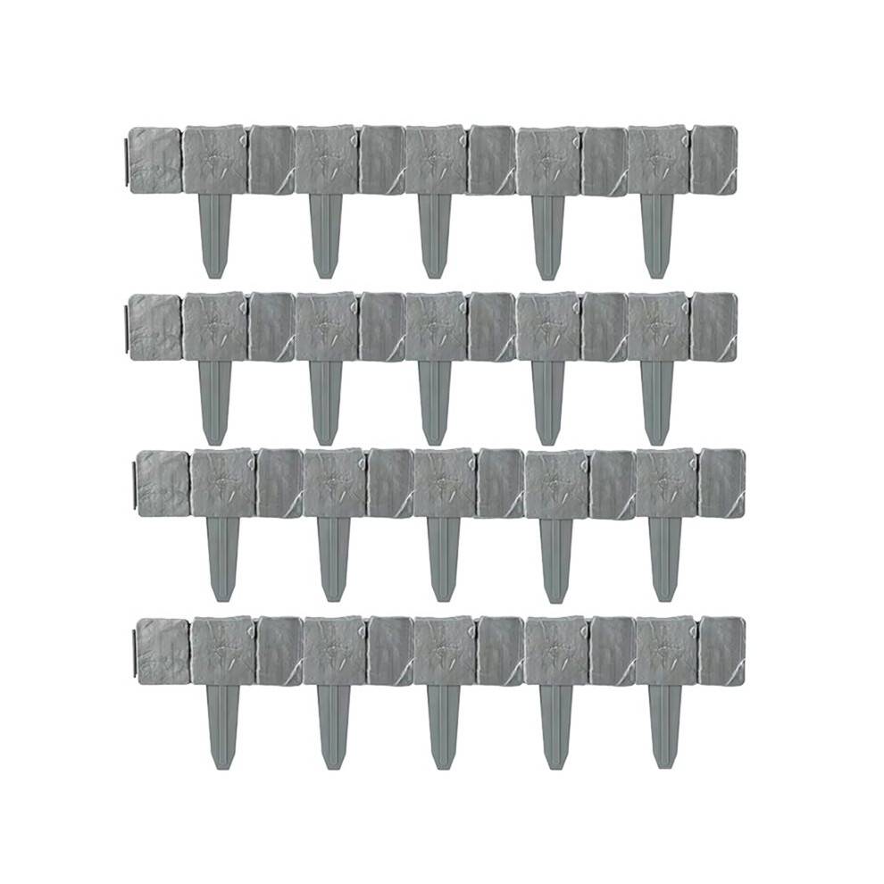 20Pcs Garden Landscape Edging Borders No Digs , Lawn Edging for Landscaping,Plastic Fencing Lawn Border Imitation Stone