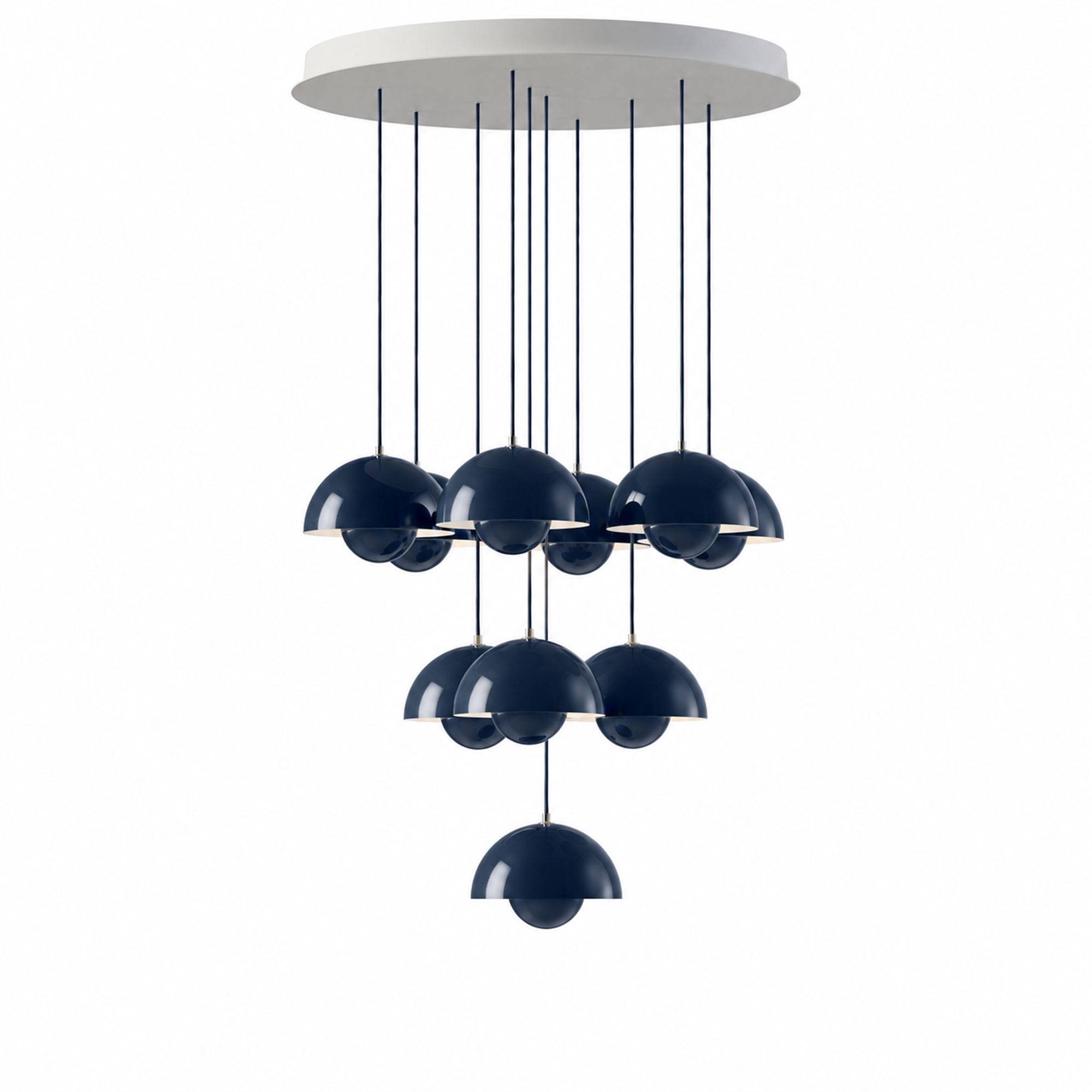 &Tradition - Flowerpot Chandelier VP1 10 Pendants steel blue - Lysekroner - Verner Panton - Blå