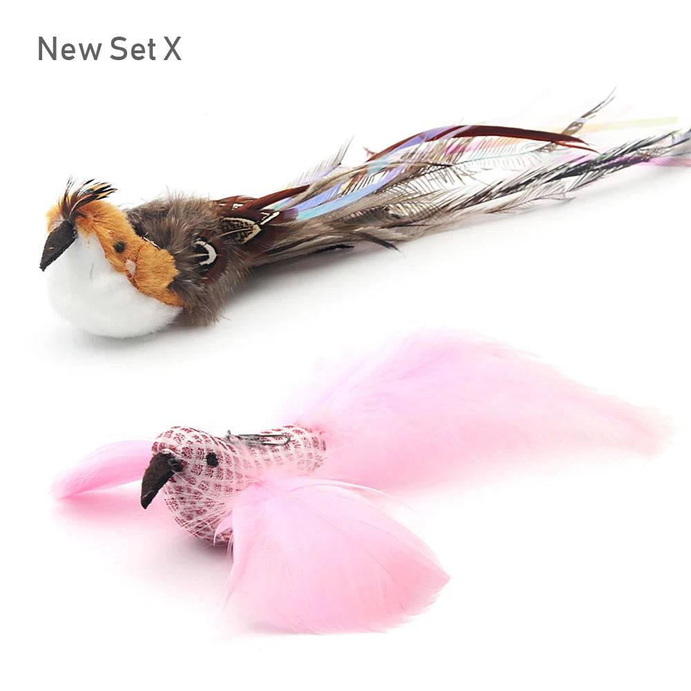 Feather Bird Cat Teaser Toy Set (2 Pack) - New Set X