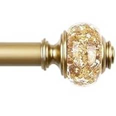 KAMANINA Gardinstång guld 80 till 218 cm lång, utdragbar gardinstång, dekorativ gardinstång med genomskinliga ändstycken för vardagsrum, sovrum, matsal