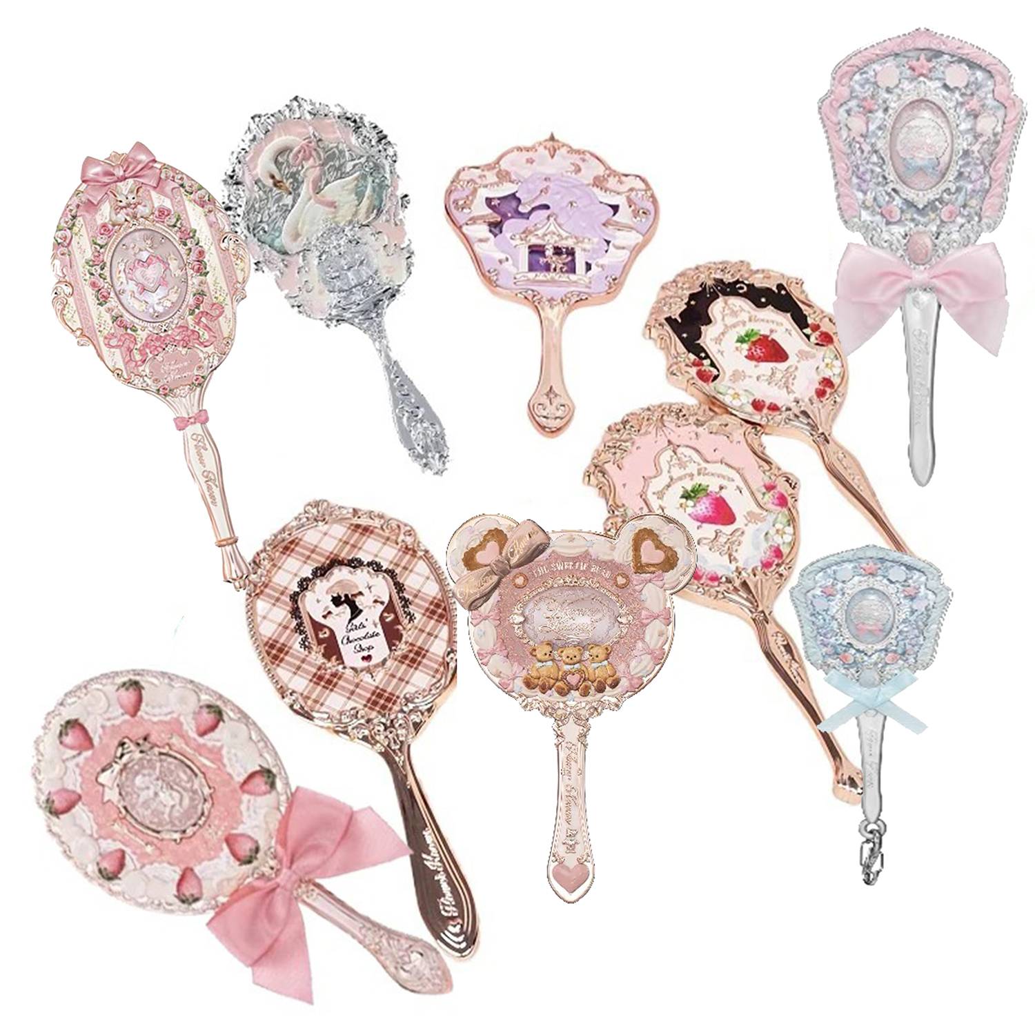 Flower Knows Mirror Moonlight Mermaid THE SWEETIE BEAR Collection Handheld Mirror Limited White Blue Pink Fairy Mirrors
