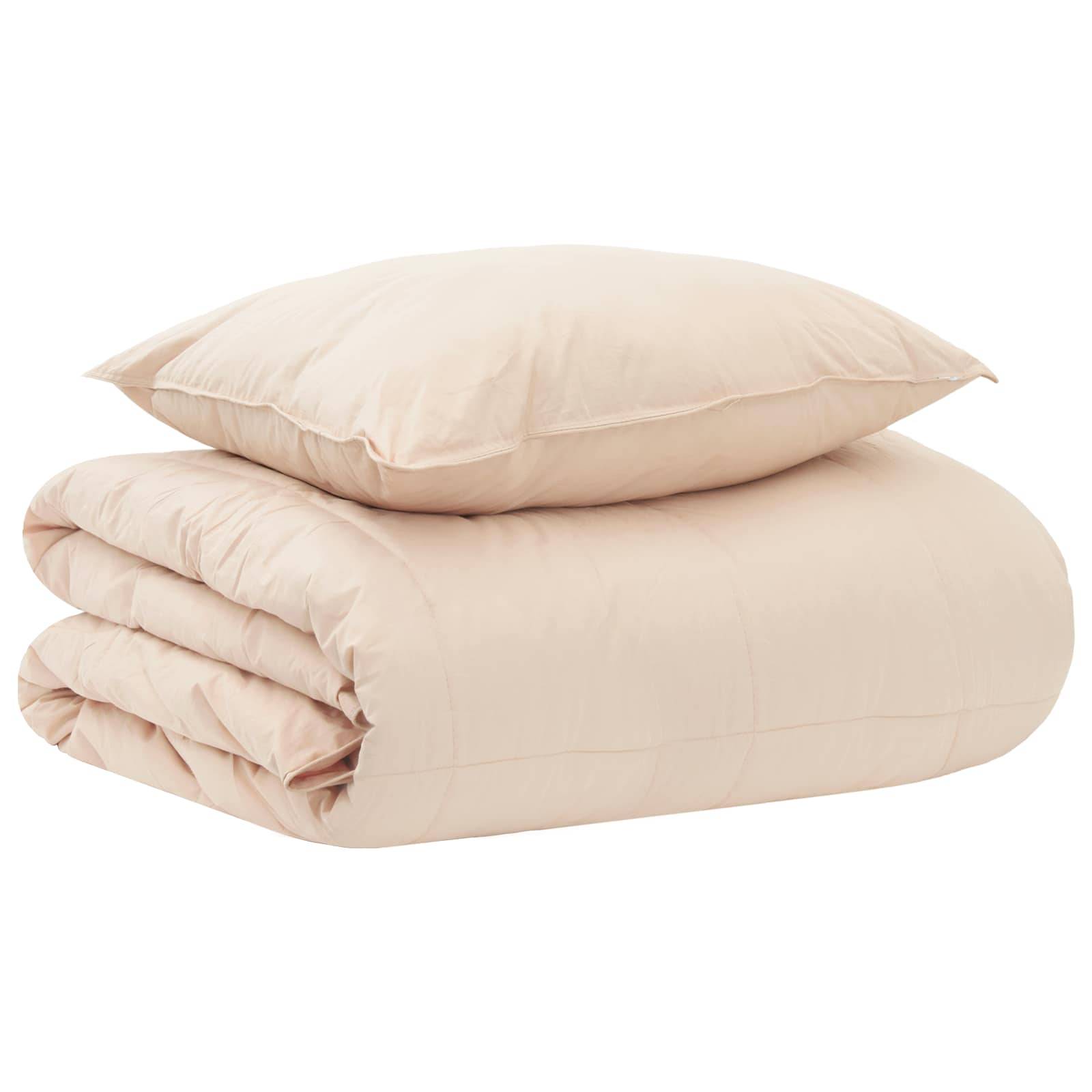 vidaXL Täckeset med kudde Beige 137 x 200 cm Bomull, Kapok, Polyester