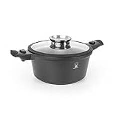 Stone&Stone 24 cm professionell extremt non-stick kastrull med tysk teknik stålbotten kastrull bakar pasta grytor också för gas/ugn och hälsosam induktion fri från pfoa