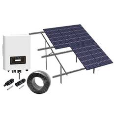 6kW komplett 3-fas solcellanlägg - Markbaserat anlägg, DEYE växelriktare, Alu celler - Rader : 2, Riktning solceller : Stående, Solceller kW : 6,5