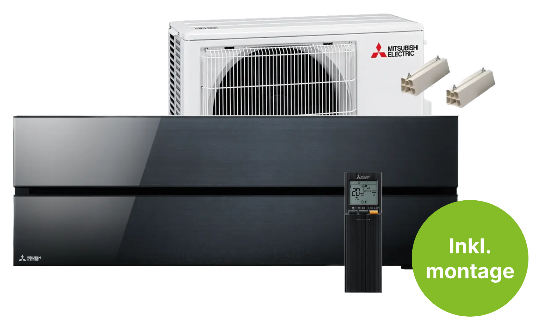 PAKKETILBUD - Mitsubishi LN35 Varmepumpe m. WIFI SORT