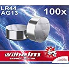 100 x Wilhelm AG13/V13GA knappcell LR44 | 165 mAh 1,5 V alkaliskt 357 LR1159 bulk