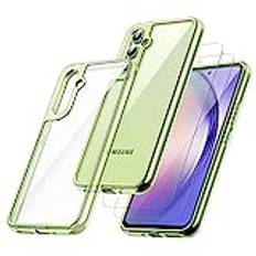 JETech 2 i 1 Fodral för Samsung Galaxy A54 5G 6,4 Tums med 2-Pack Skärmskydd, Härdad Glas Film, Stötskyddad Klar Tillbaka Case (Lime)