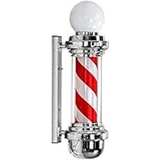 Barber Pole Light Traditionell Barber Pole LED ， Cylindrical Cap LED Barber Shop Sign Pole Light, Red White Stripe Design Salon Wall Hanging Light Lamp Outdoor Wall Lamp Decor