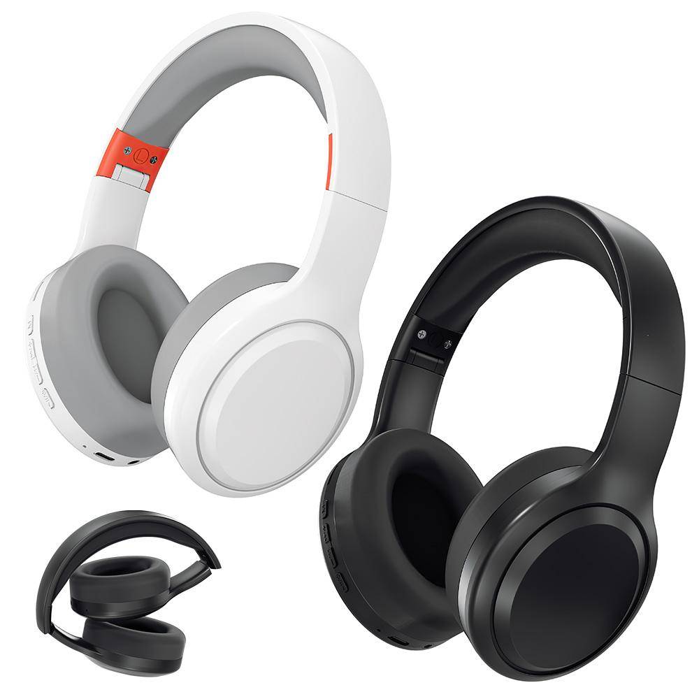 Trådlösa Bluetooth-hörlurar Brusreducerande HIFI Stereoljud Vikbara Over-Ear-hörlurar med Mikrofon för IPhone Huawei XiaoMi svart