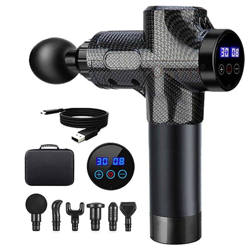 Professionell massagepistol Massagepistol LCD digital display med 99 nivåer för justering av kropp, armar, ben, rygg, djupmassage Type c charge