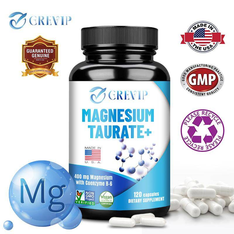 120 st Magnesiumtaurat 400 mg - Kardiovaskulär hälsa, Minskar ångest, Icke-GMO