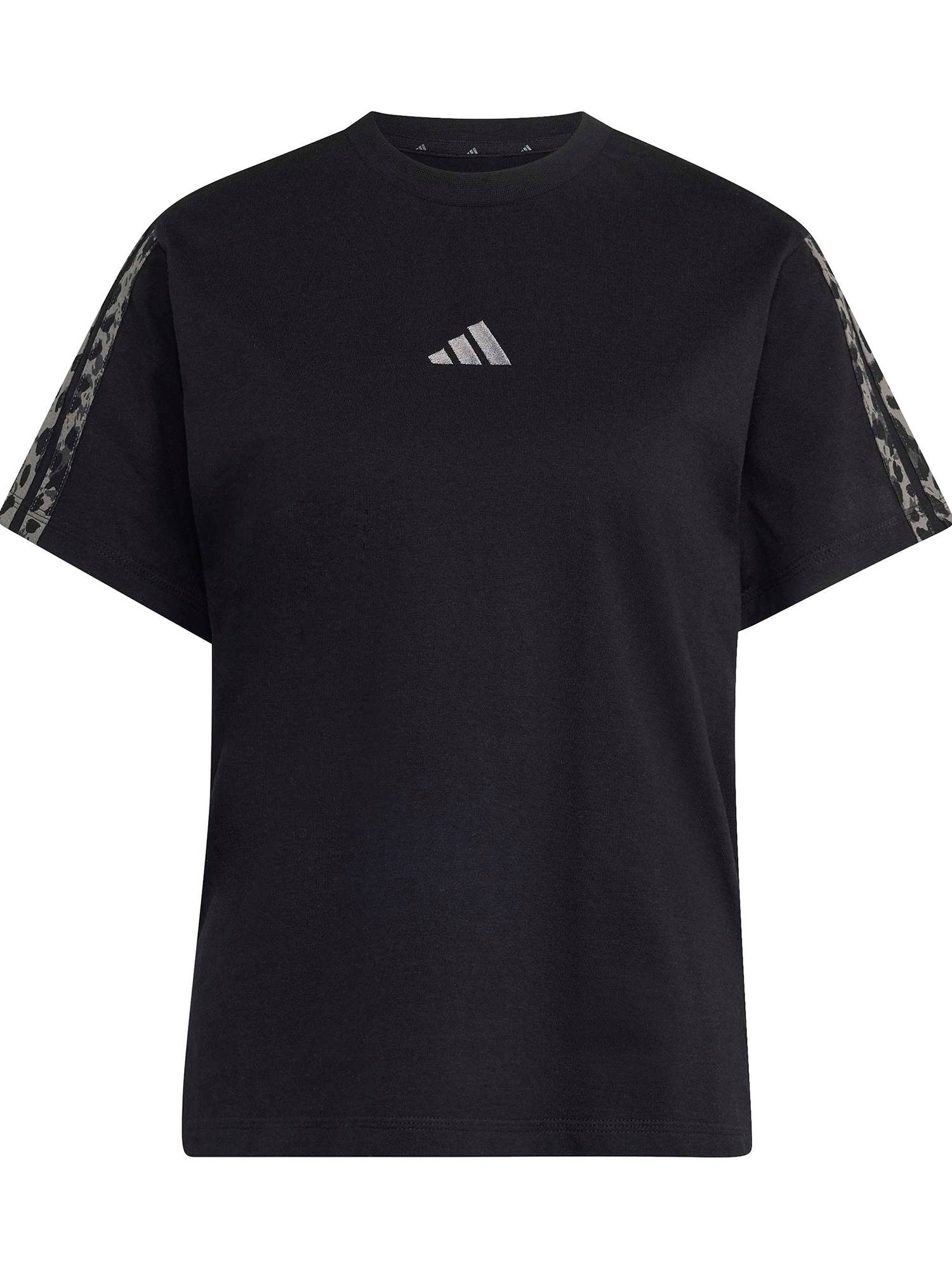 ADIDAS SPORTSWEAR Funktionsbluse 'Seasonal Essentials Animal Print 3-Stripes'  sølvgrå / sort