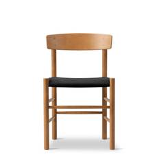 J39 Folkestolen Sædepolsteret - Vintagelakeret bøg/Sort canvas