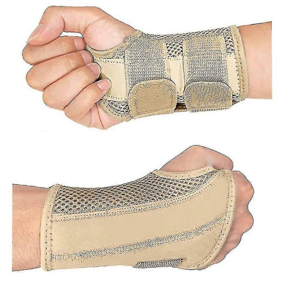 (L-Lefthands, Beige) Carpal Tunnel Wrist Brace For Tendonitis Arthritis, Breathable Wrist Splint Brace Night Support Adjustable Straps