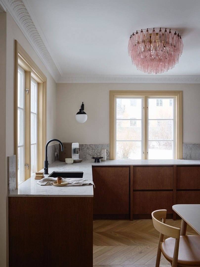 Murano - Poliedri - 84 glas - Rosa Mat guld uden patinering