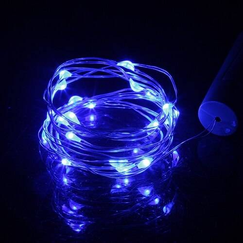 6 st/lot vinflaska ljus kork batteridriven 10 20 led fairy girlander julslinga ljus för halloween bröllop dekoracion - Blå / 1m 10 lysdioder