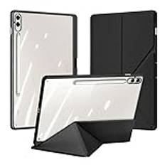 Multi-Fold Tablet Fodral Lämplig for Samsung Galaxy Tab S10 Plus S9 Plus S9 FE Plus 12.4 Smart PU-läderskyddsfodral(Black,For Tab S9 FE Plus)