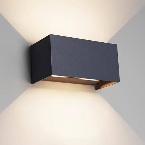 Klighten 24W Außenlampe Außenwandleuchte,4000K Warmweiß,Anthrazit