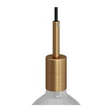 Kit cylindrisk lamphållare E27 i metall med 7 cm lång dravaglastare satin brons