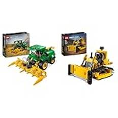 LEGO Technic John Deere 9700 Forage Harvester Byggleksak med Jordbrukstema, från 9 år 42168 & LEGO Technic Tung bulldozer Byggset med byggfordon, Byggleksak för Pojkar och Flickor, från 7 år 42163