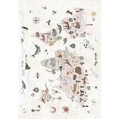 Børnetæppe - Kids World Map (beige)