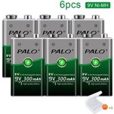 Palo 9v 6 f 22 ni-mh 9v laddningsbart batteri+smart batteriladdare för 1.2v aa aaa nimh nicd batteri för 9v laddningsbara batterier - 6 st