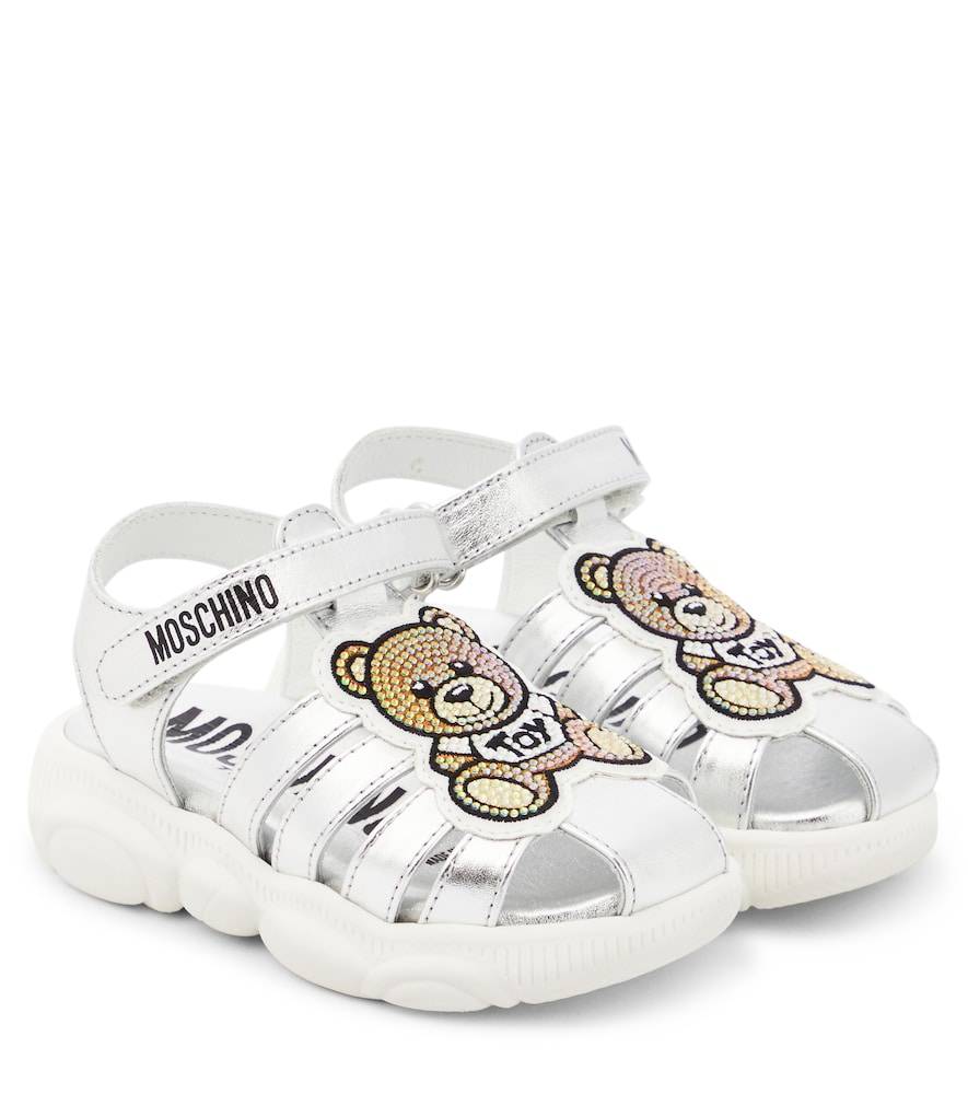 Moschino Kids Metallic leather sandals