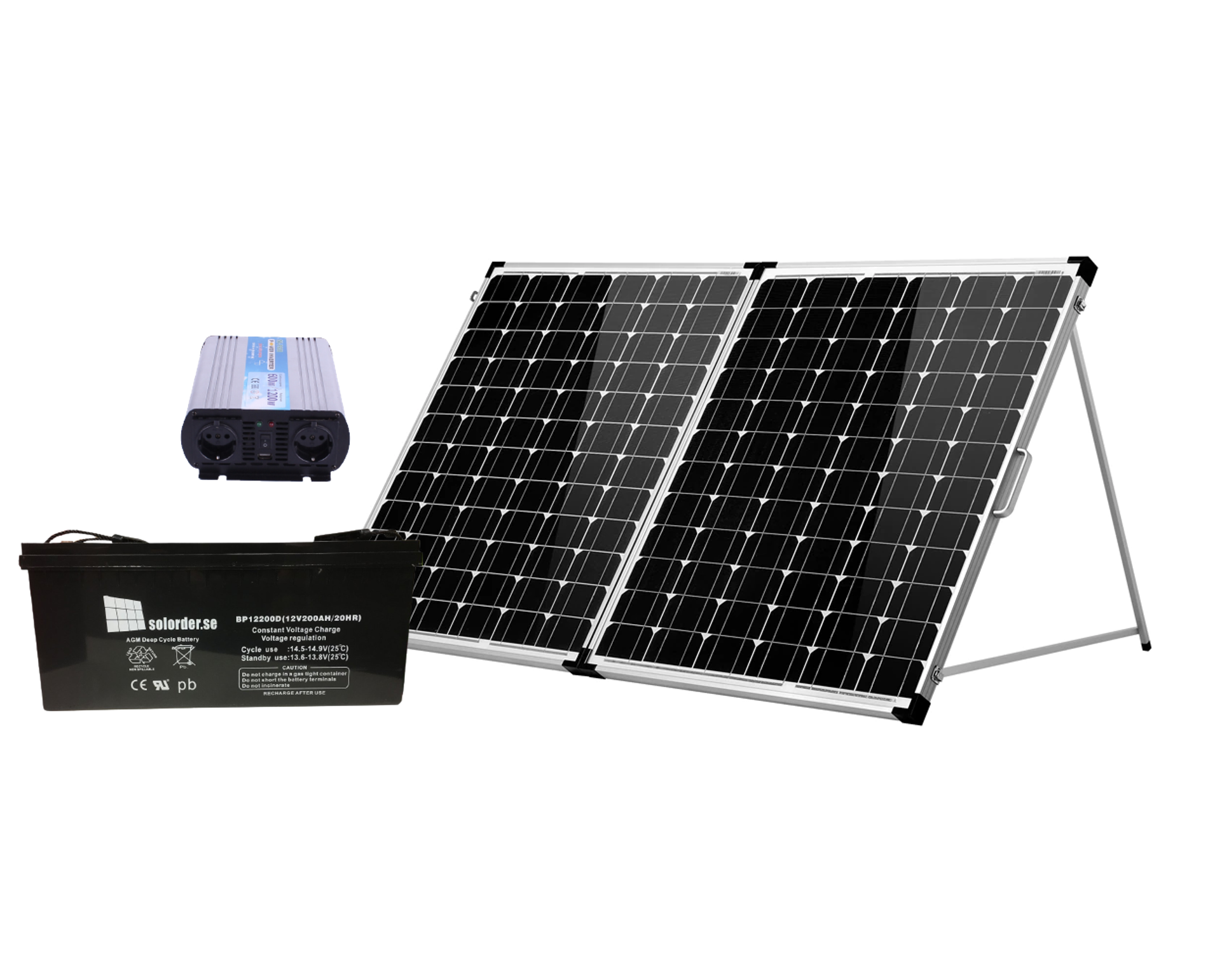 Solpaket nödel - Medium - 230V 600W 100Ah