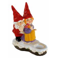 Lysestage med nisse far og mor til 30mm lys (15cm høj, 13x9cm) Porcelæn