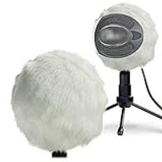 YOUSHARES Furry Windscreen Muff - Anpassat popfilter för mikrofon, vindruta Wind Cover för att förbättra blå snöboll iCE-mikrofon Ljudkvalitet (vit)