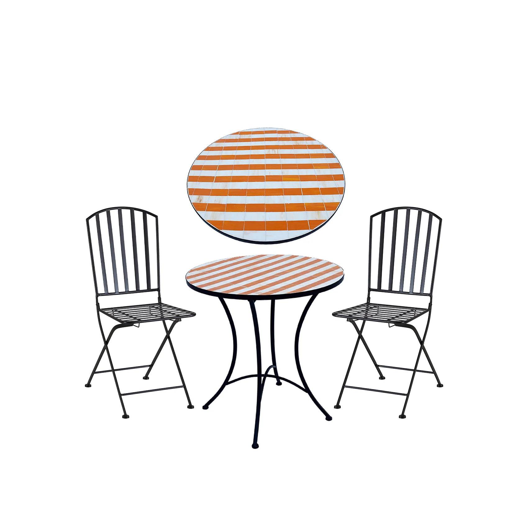 Palermo/Venice caféset svart / orange randig - Svart/Vit/Orange