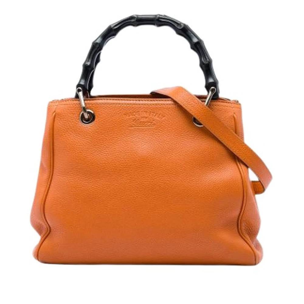 Gucci Vintage Pre-owned Bamboo Shopper - Vintage - Dame - Orange - ONE SIZE - Læder