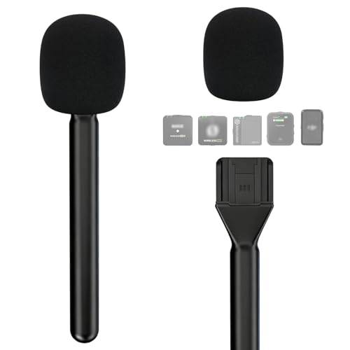 Handmikrofonadapter för DJI Mic Mini - Med popskydd - Handtag för trådlös intervju - Lavaliermikrofon för Osmo Pocket 3/Hollyland Lark M1/Synco Boya