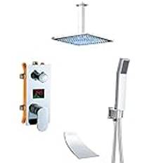 shower head Duschsystem, duschsystem Temperaturdisplay Dold duschkran Set me Duschblandare Set med handdusch och LED-regnduschhuvud Avancerad luftinsprutningsteknik, 10 i ekonomisk shower head