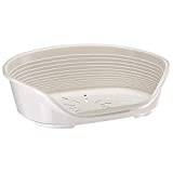 FERPLAST – hundsäng och kattsäng – hundbädd i plast, extra liten – 100% återvunnen plast – hundkorg – andningsbar och halkfri – Siesta Deluxe – 43 x 28 x h 17,5 cm, XS, vit